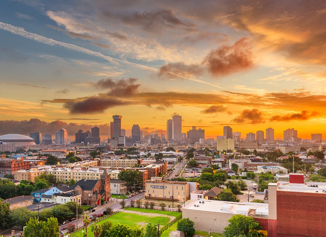 Baton Rouge, LA - New Orleans, Louisiana, USA Cbd Skyline as the Sun Sets